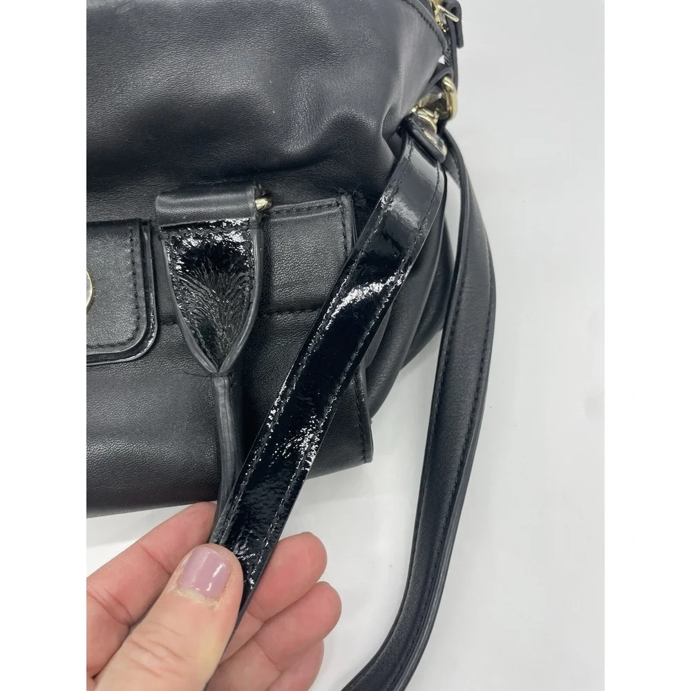 Kate Spade Hampton Purse Leather Satchel Shoulder Bag‎ Black Modern Casual